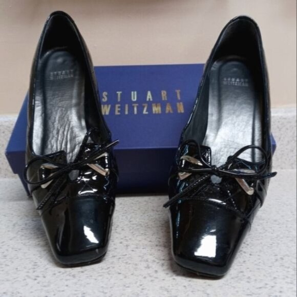 Stuart Weitzman Becca Black Patent Leather Heels Size 8.5 N - Picture 1 of 13